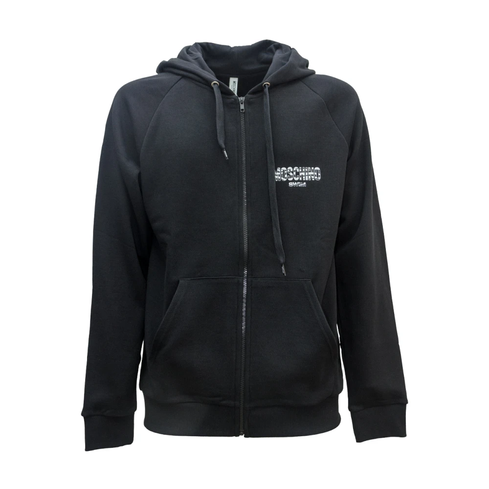 Moschino Zwarte katoenen hoodie met rits Black Heren