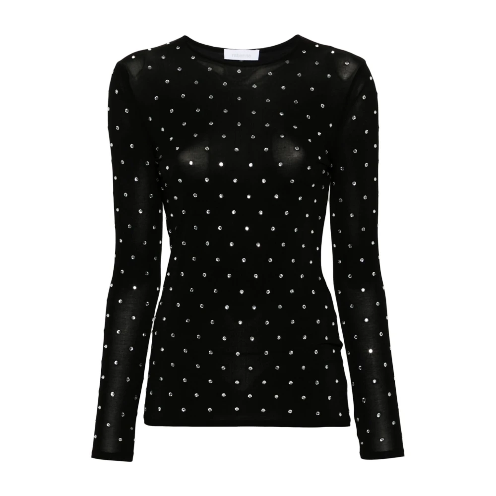 Paco Rabanne Zwarte Top met Kristalversiering Black Dames