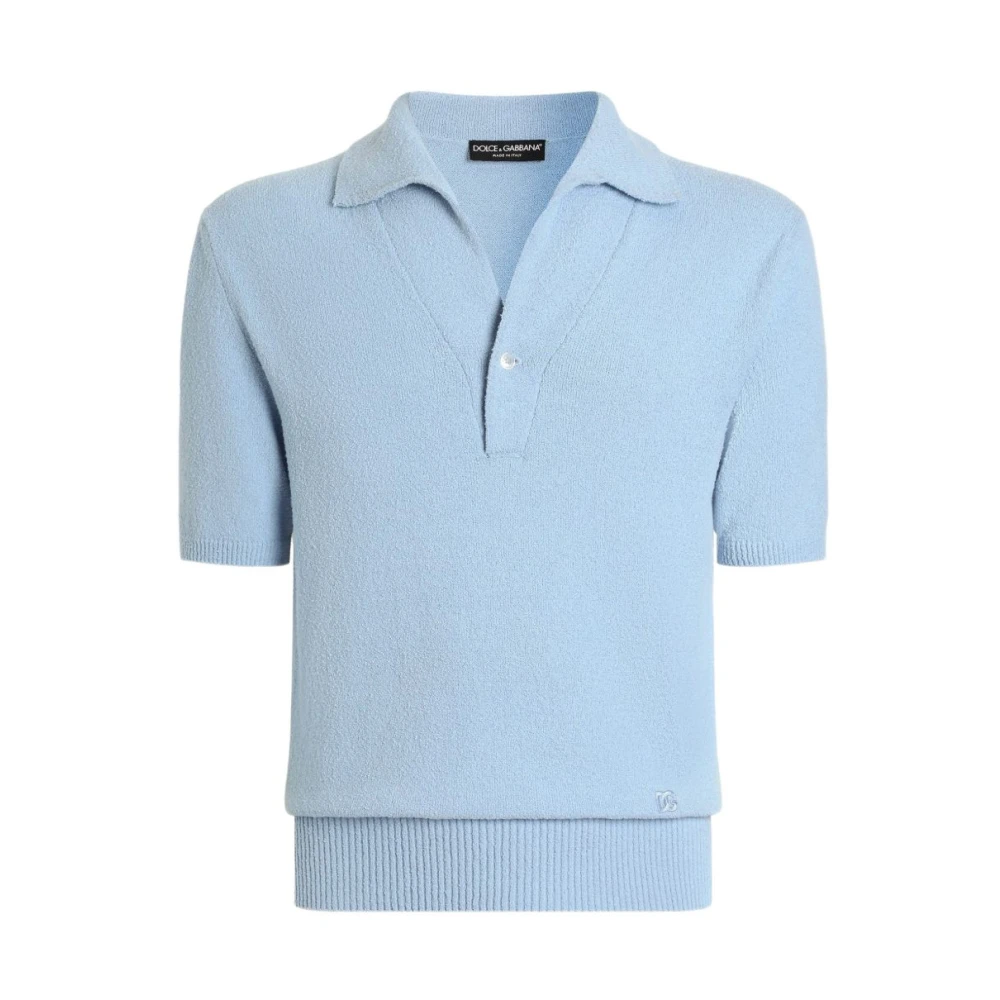 Dolce & Gabbana Men's Blue Smooth Knit Polo - Polo Shirts - Xl - Tops
