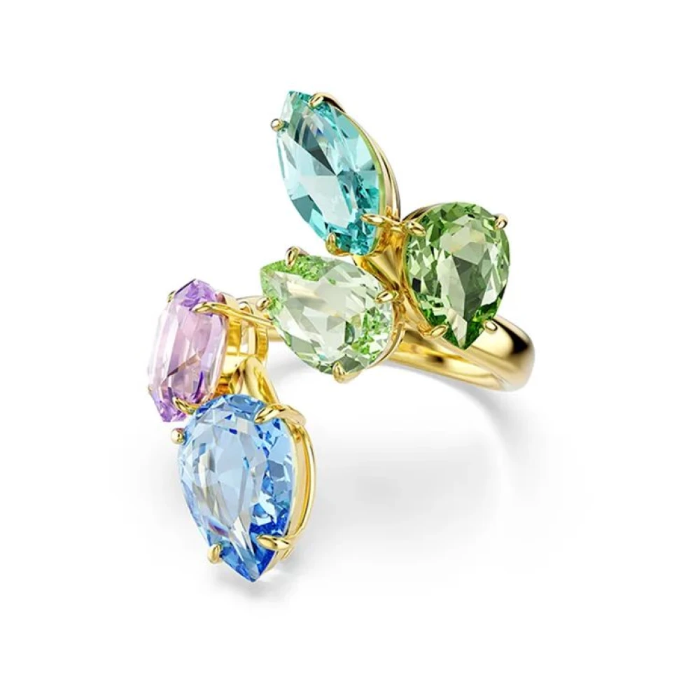 Swarovski Damen Blau/Gelb/Lila Fingerring "Schmuck Geschenk Gema Ring" Gr. 52, Bunt (Goldfarben, Grün, Türkis), Fingerringe, 52, Metall, Fingerri... - Image 4