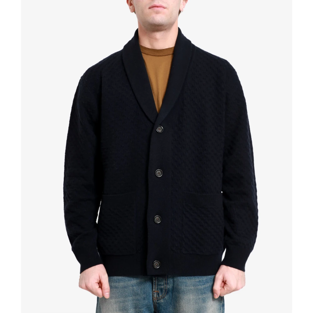 Paolo Pecora Wol Gebreid Shawl Revers Vest Black Heren