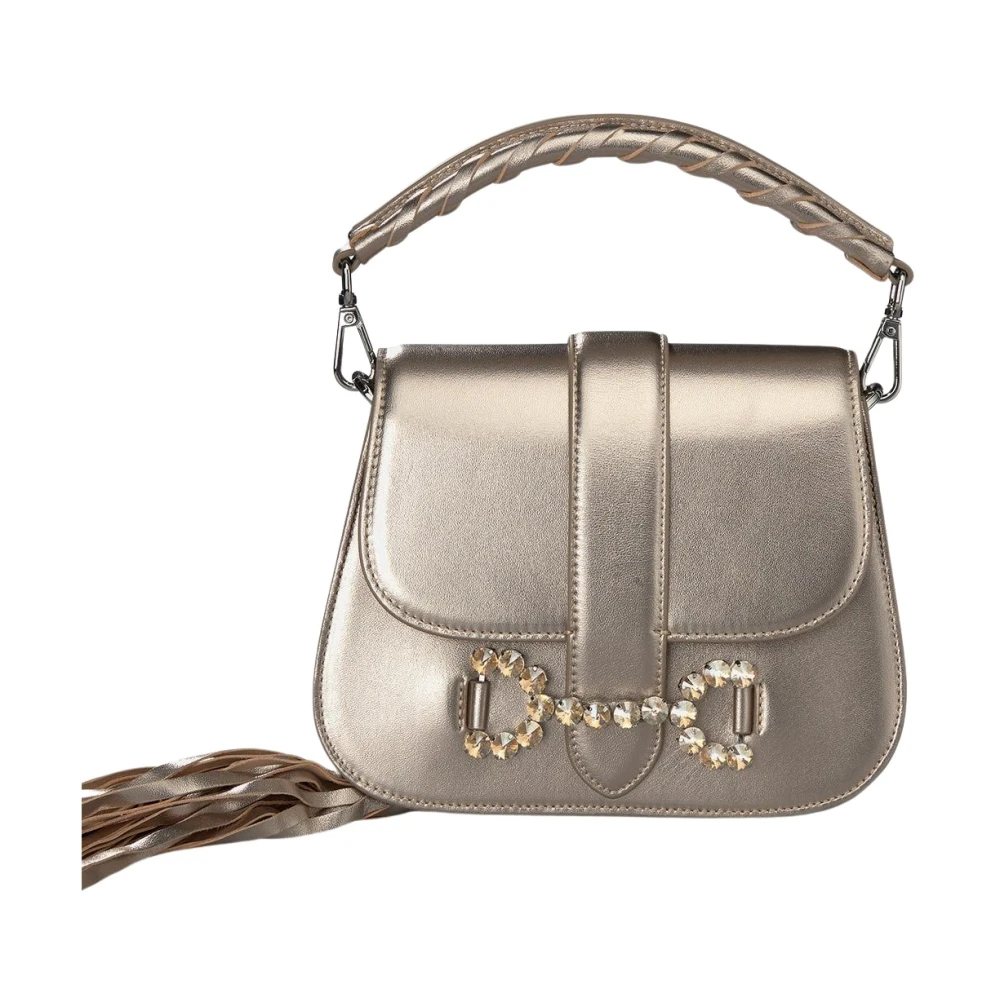 Alma en Pena Strass gesp clutch tas Brown Dames