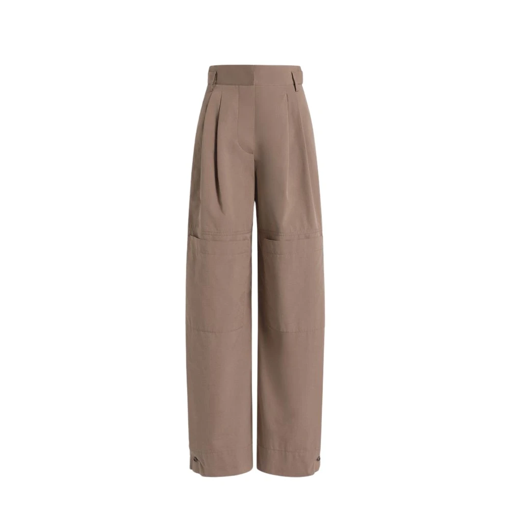 Alberta Ferretti Women's Brown Utility Trousers - Wide Trousers - M - Trousers