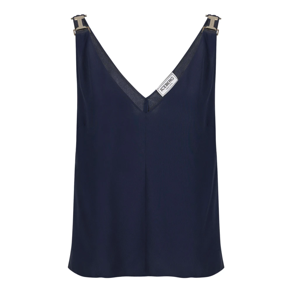 Iceberg Blauwe crepe de chine top met kenmerkende details Blue Dames