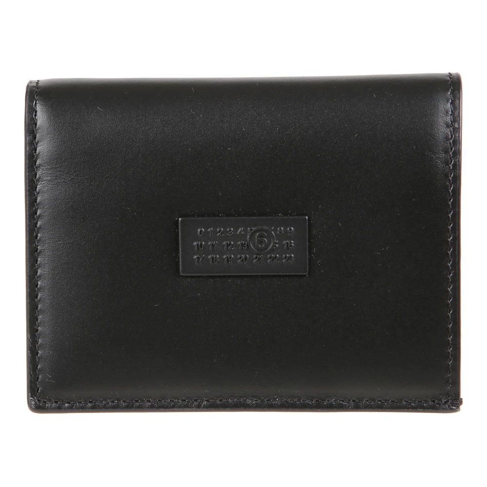 Mm6 Maison Margiela Men's Black Compact Leather Wallet With Snap Closure - Wallets & Cardholders - One Size - Accessories