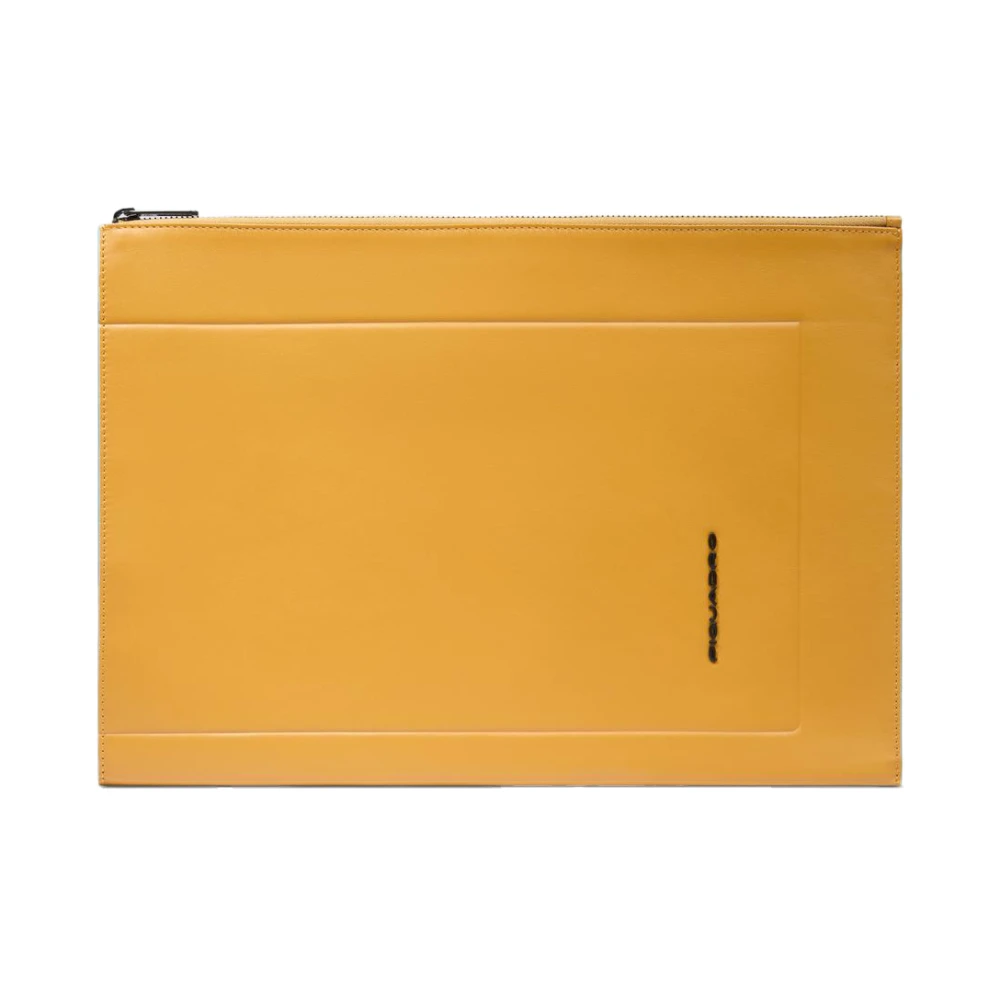 Piquadro Herr Gul Väskor One Size, Läder, Leather Ipad® Clutch With Pocket For Airpods®, Rfid And Shock-Absorbing Protection