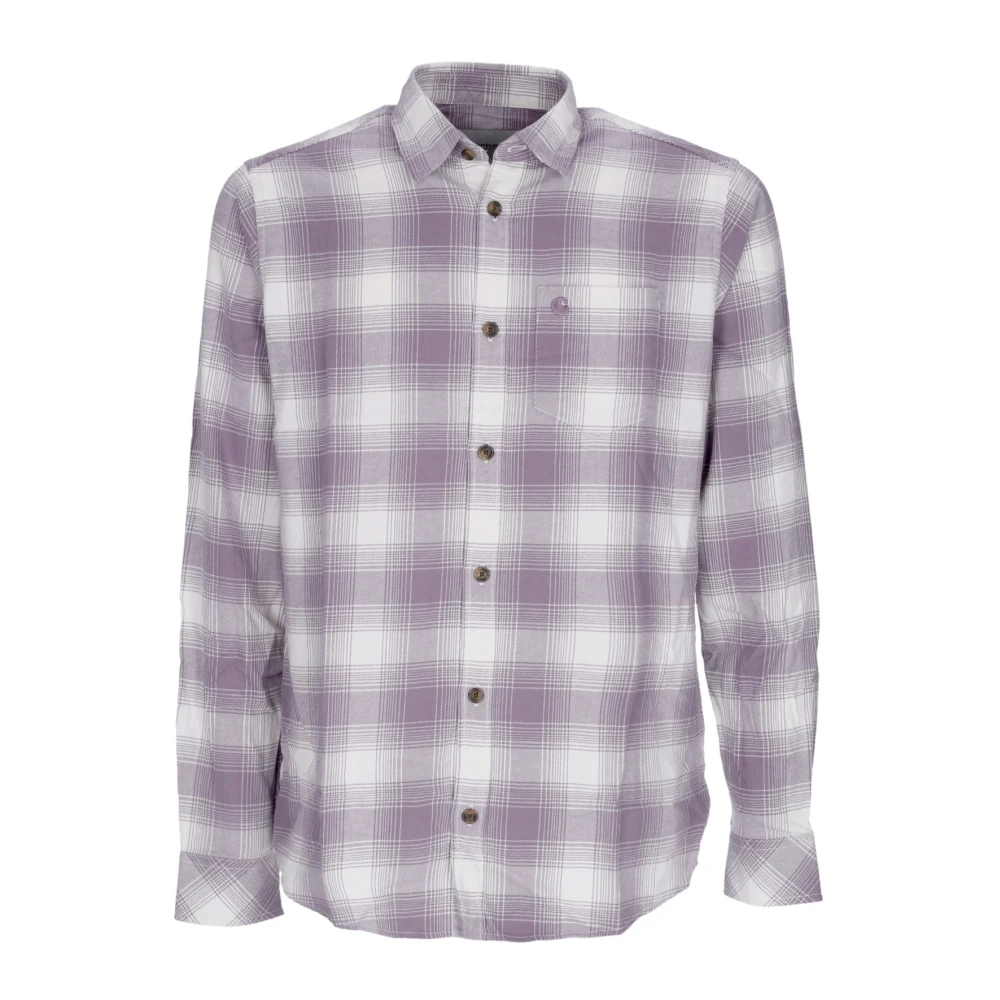 Carhartt Wip Purple Casual Shirts, Male, S, Long Sleeve Button Shirt Misty Thistle