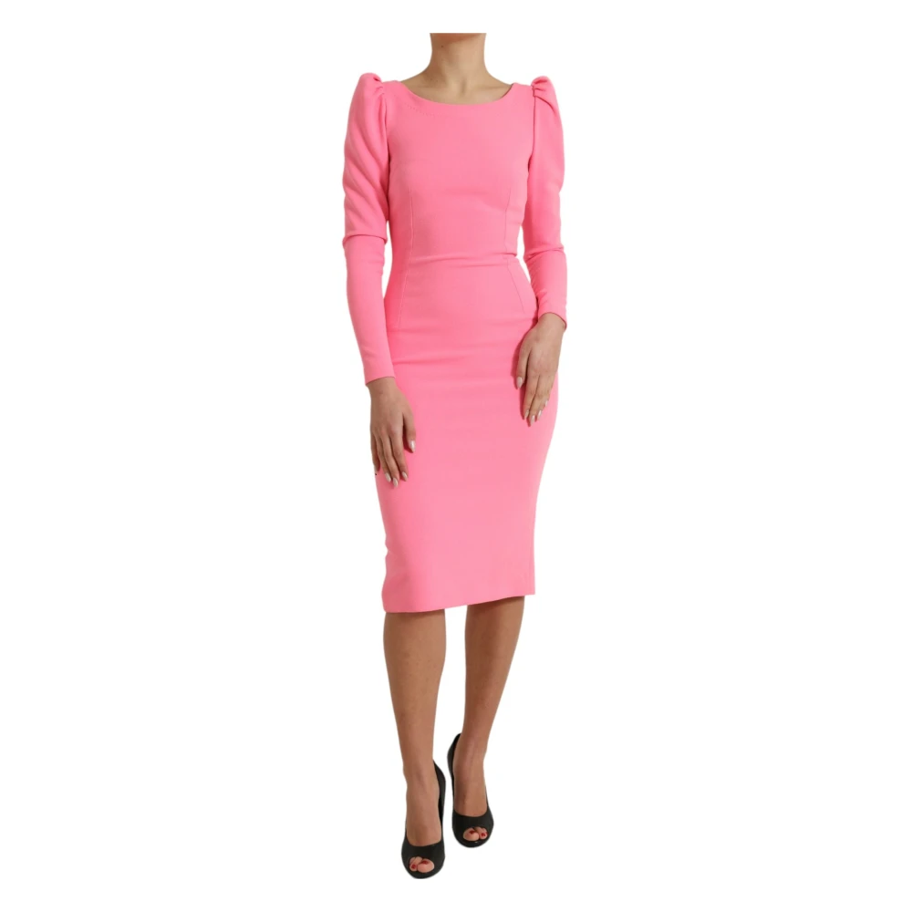 Elegant Pink Bodycon Midi Kjole