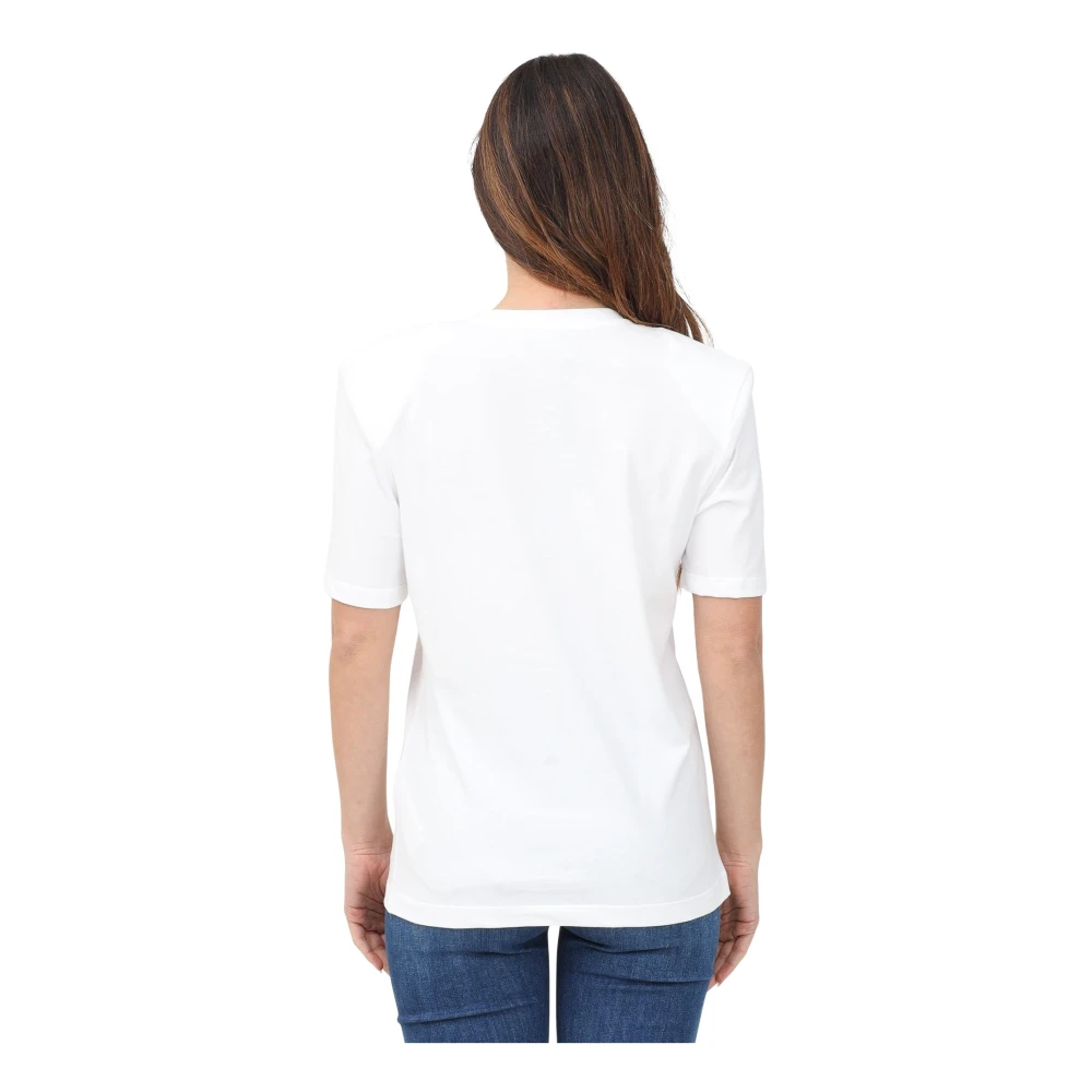 Elisabetta Franchi Geometrisch Wit T-shirt Minimalistisch Ontwerp White Dames