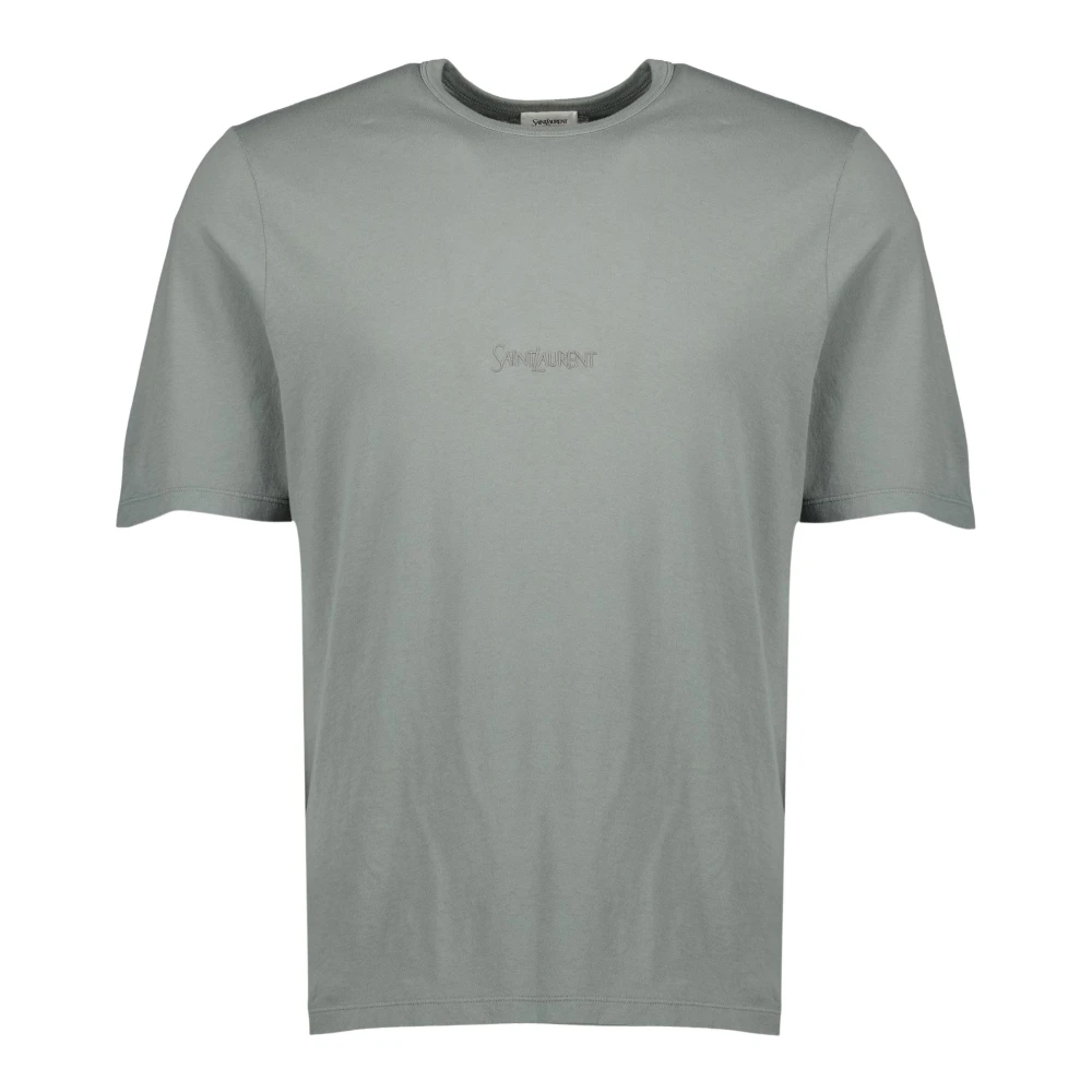Saint Laurent Men's Gray T-Shirts, M, Embroidered T-Shirt