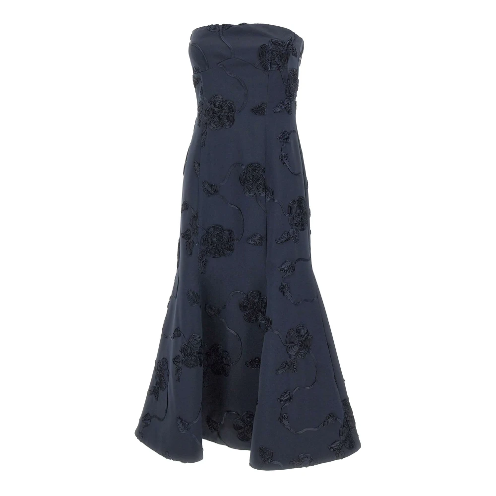 Rotate Birger Christensen Blue 3D Flower Midi Dress - Female - Party Dresses - M - Dresses