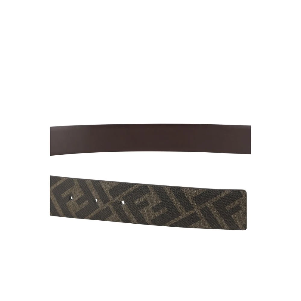 Fendi Leren Riem met Verstelbare Gesp Brown Heren