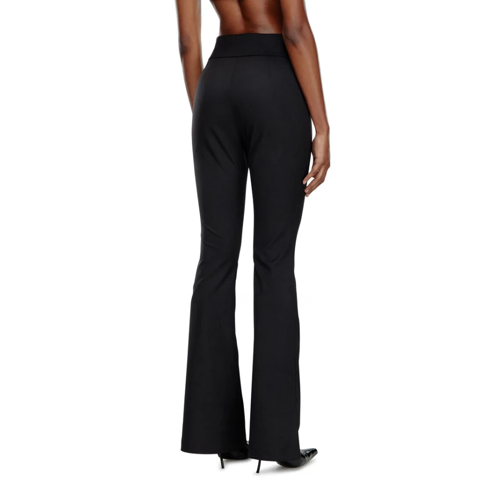 Diesel Wijde Broek Antraciet Wol Herfst-Winter 2024 Black Dames