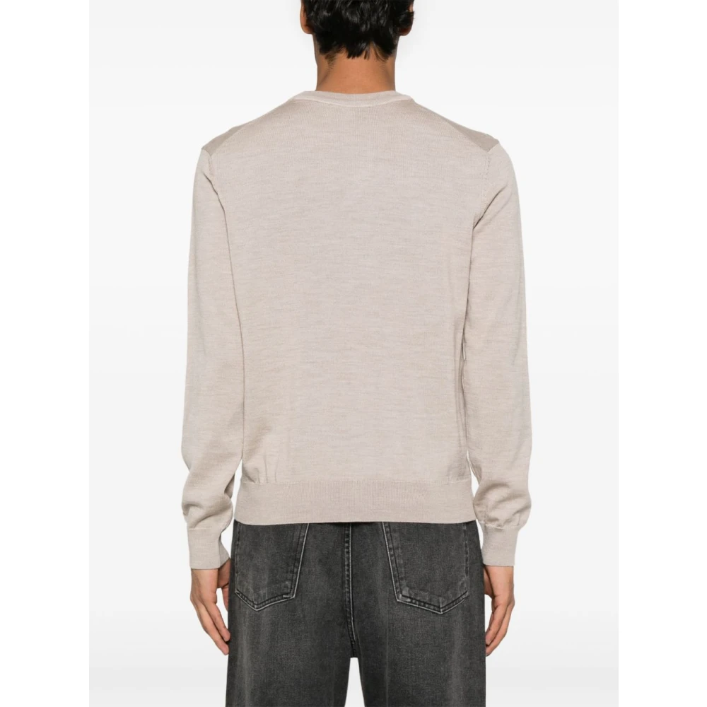 Maison Kitsuné Geribbelde ronde hals trui in grijs Gray Heren