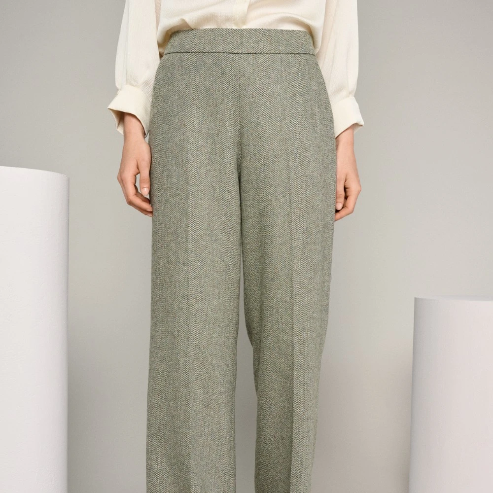 Marie Méro Groene Melange Wijde Broek Green Dames