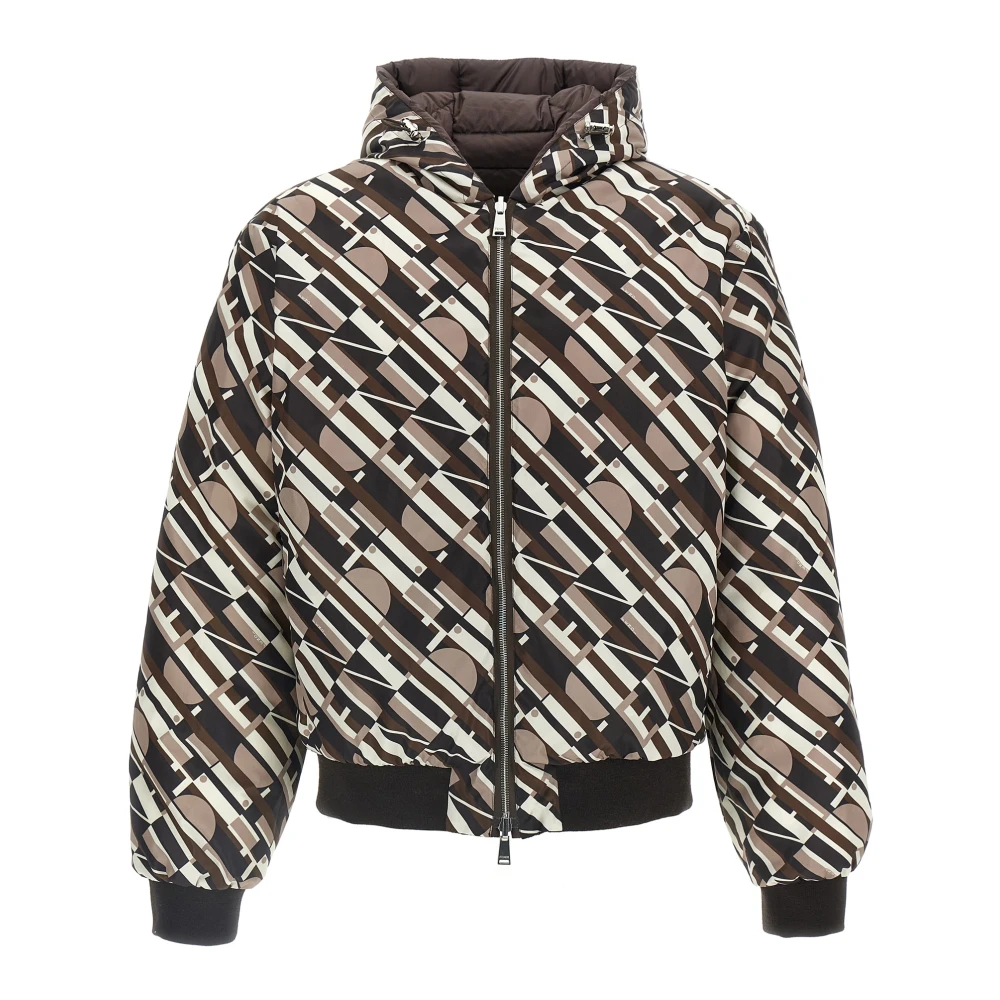 Fendi Men's Multicolor Winter Jackets, Xl, Reversible Quilted Hooded Down Jacket