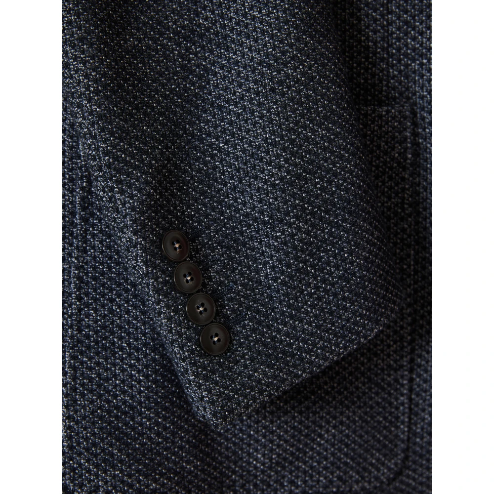 Canali Italiaanse Katoen Wol Jas met Knopen Blue Heren