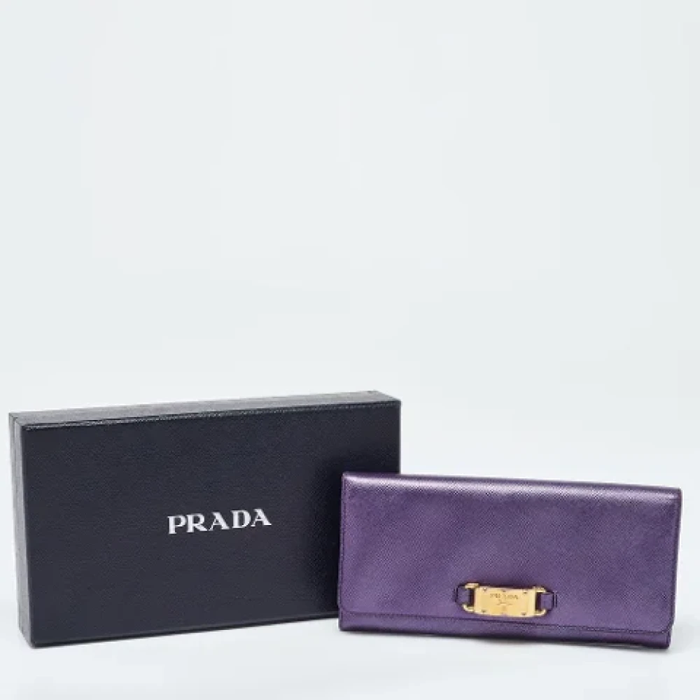 Prada Vintage Pre-owned Leather wallets Purple Dames