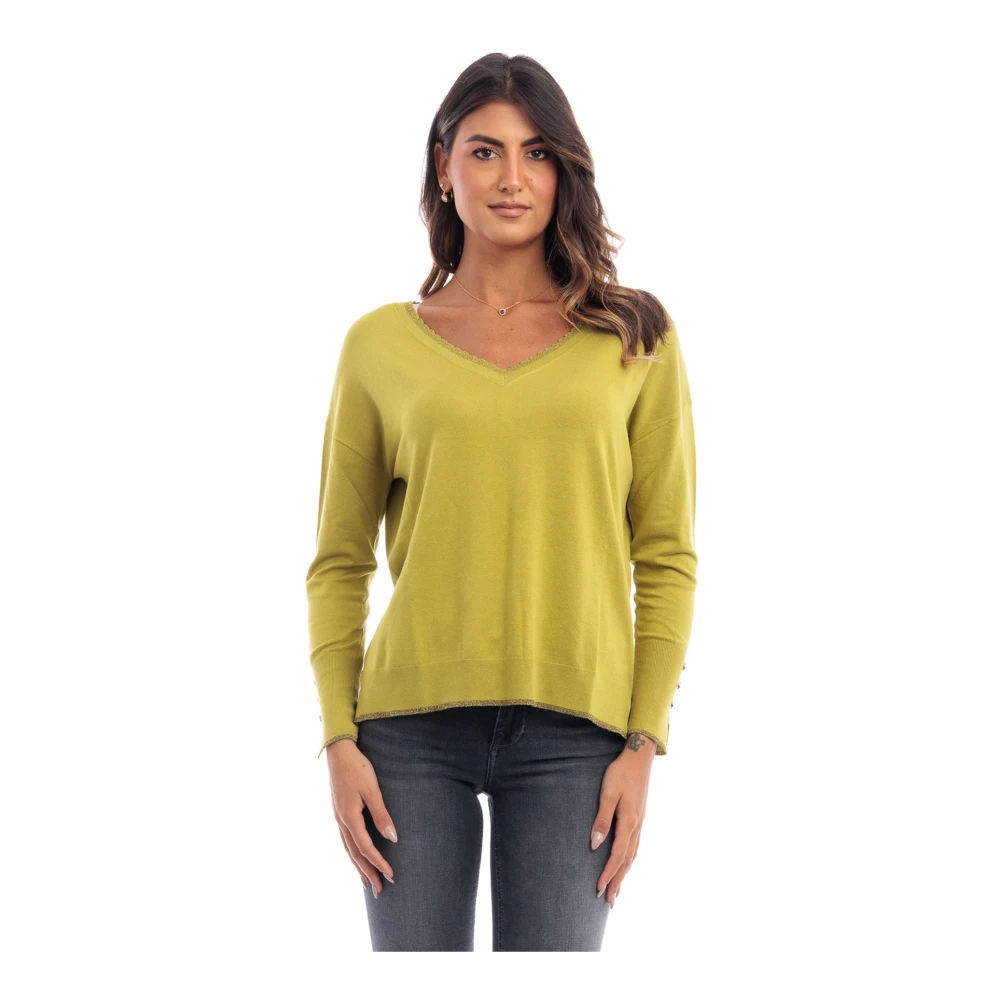 Liu Jo Groene Lurex Inzet Trui Green Dames
