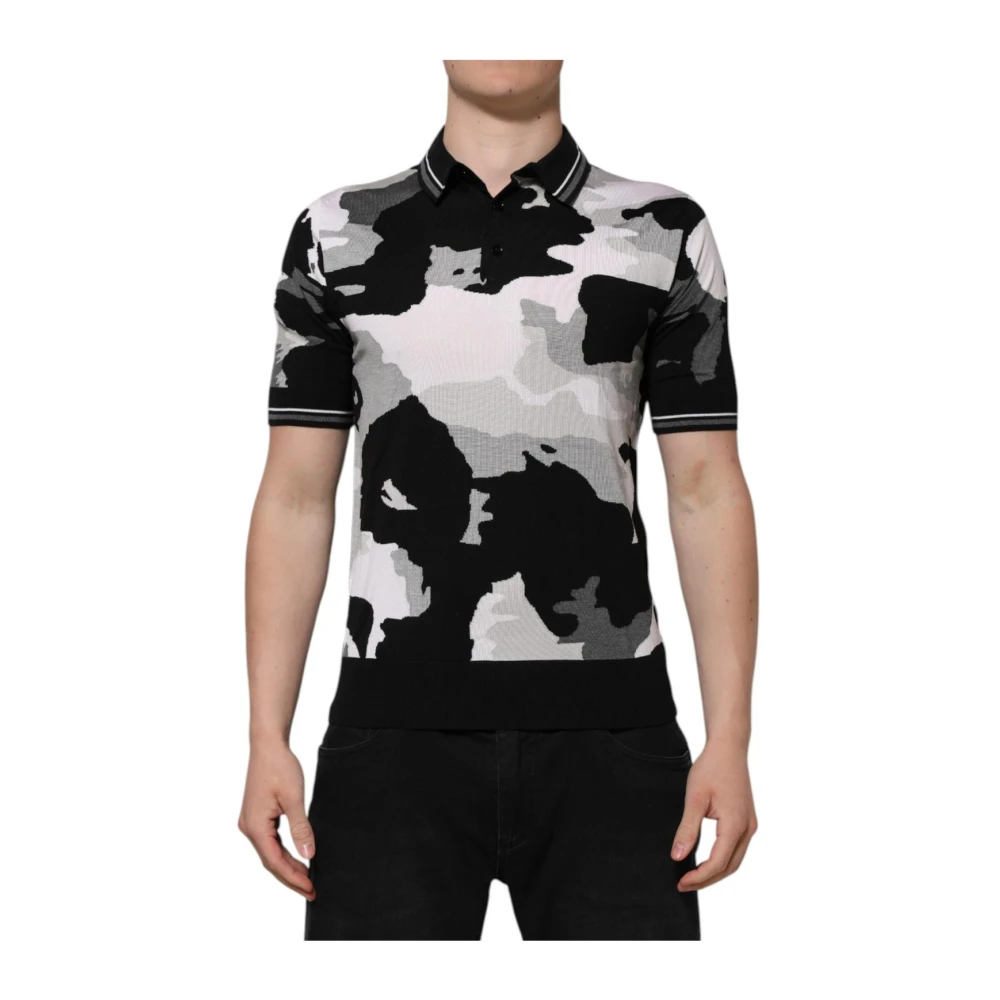 Dolce & Gabbana Men's Multicolor Polo Shirts, Xs, Camouflage Polo T-Shirt With Logo