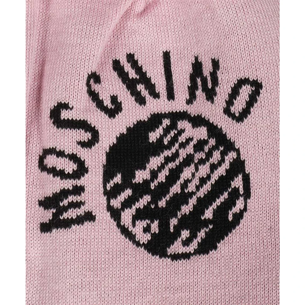 Moschino Wollen Beanie met Logo Pink Dames
