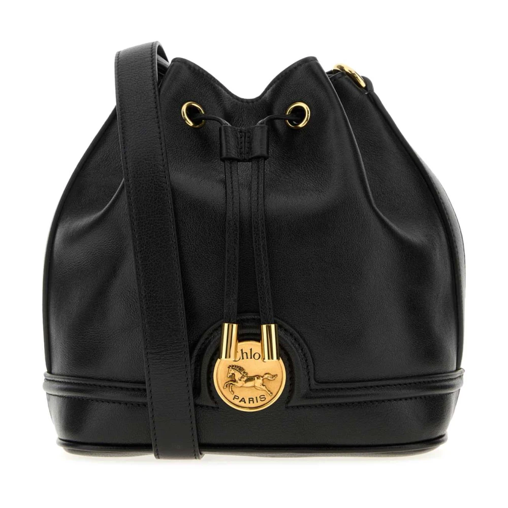 Chloé Vrouw Zwart Tassen Dames, One Size, Leer, Hammered Leather Bucket Bag
