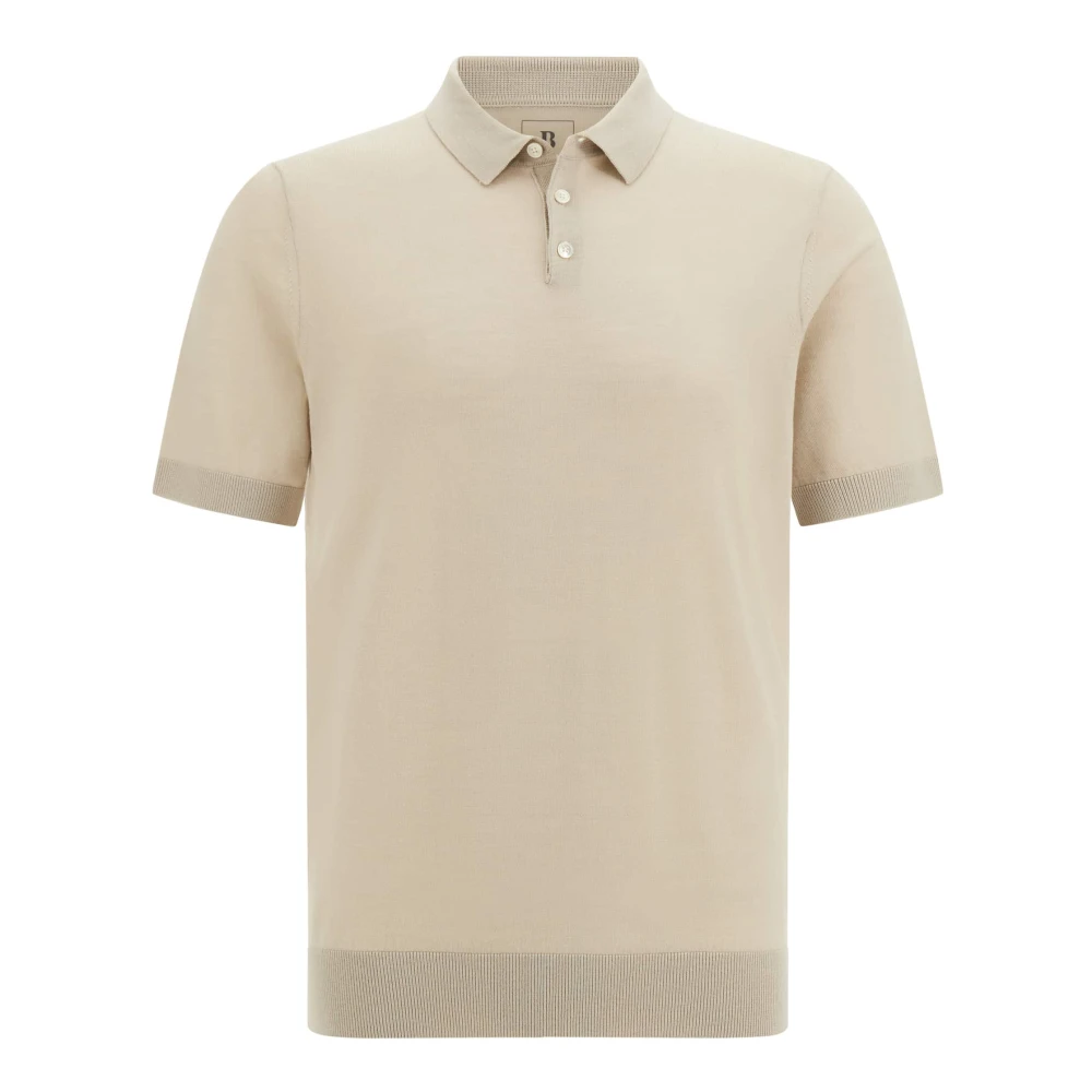 Boggi Milano Gebreide Merino wollen poloshirt Beige Heren