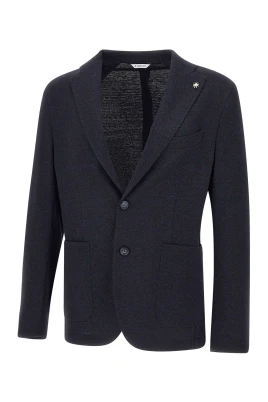 Blå Textured Blazer med Revers