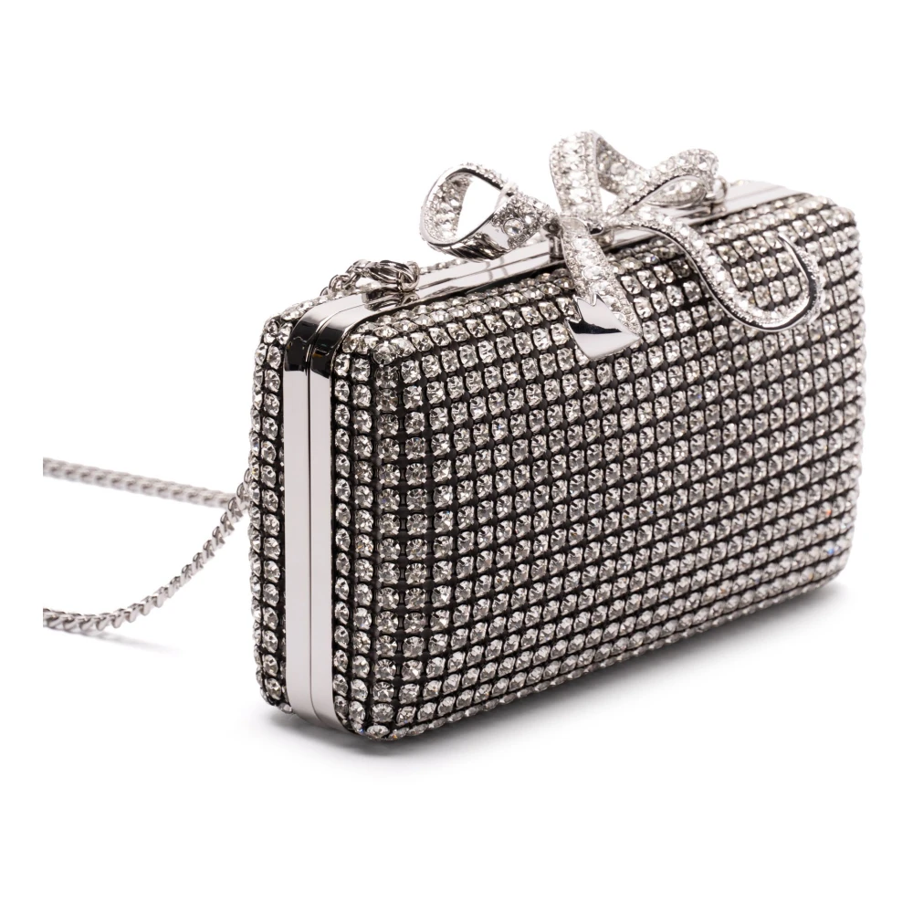 Self Portrait Kristal Strik Clutch Tas Zilver Gray Dames
