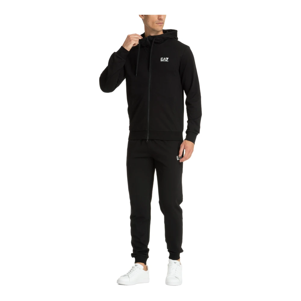 Emporio Armani EA7 Effen Tracksuit met Capuchon en Zakken Black Heren