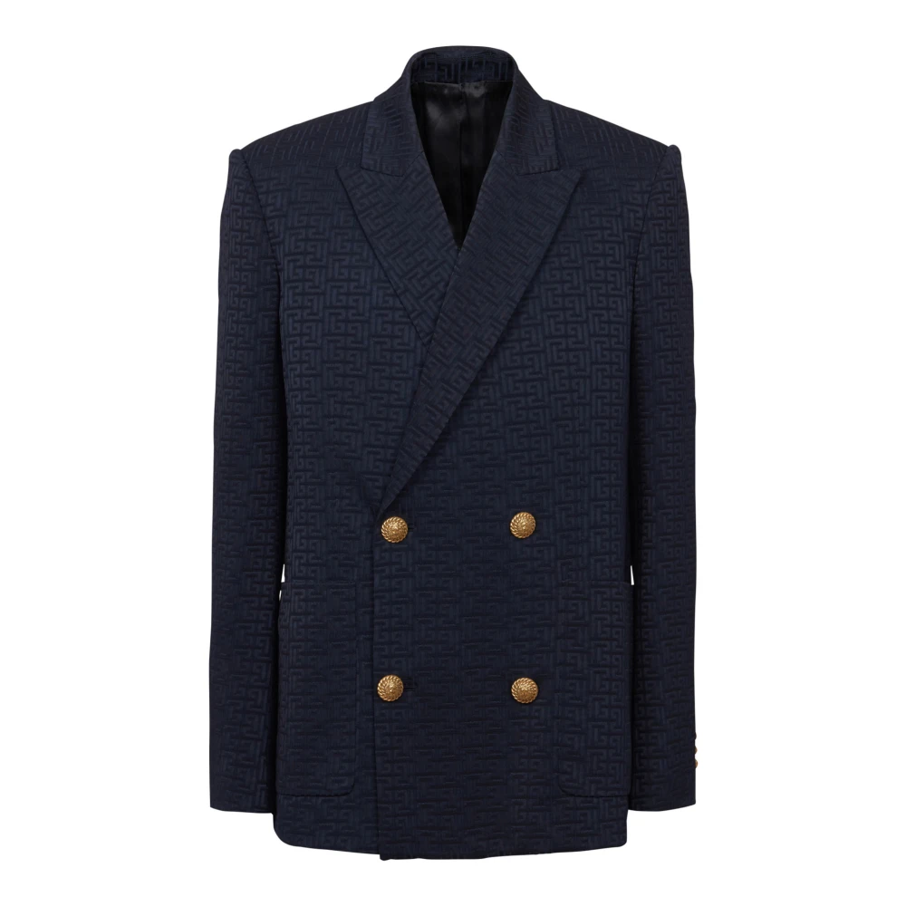 Balmain PB Labyrinth satin jacquard blazer Blue, Herr