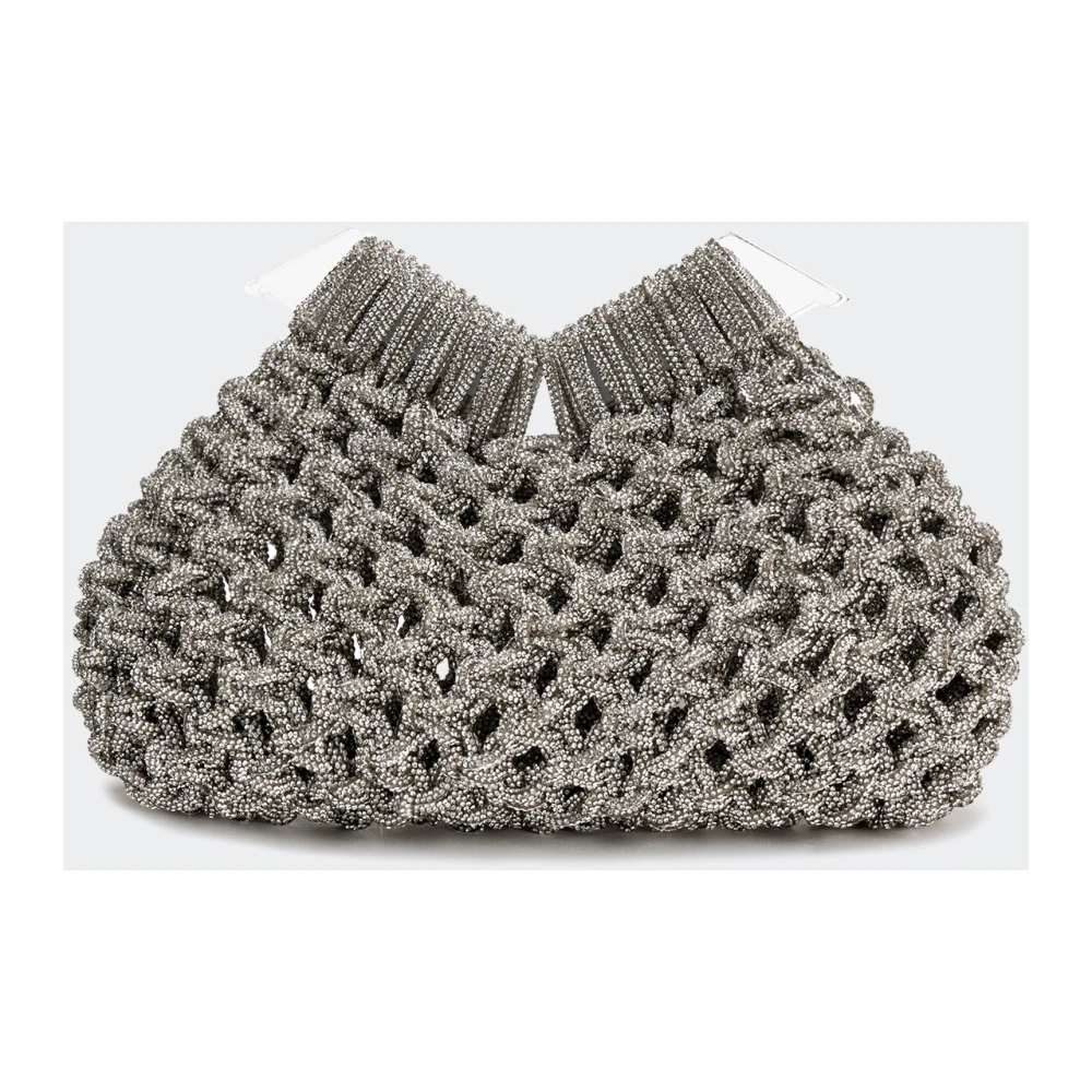 Hibourama Handgeweven Diamanten Clutch met Kristallen Gray Dames