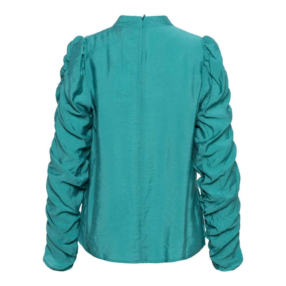 &Co Woman Bloes met lange mouwen en ruches Green Dames