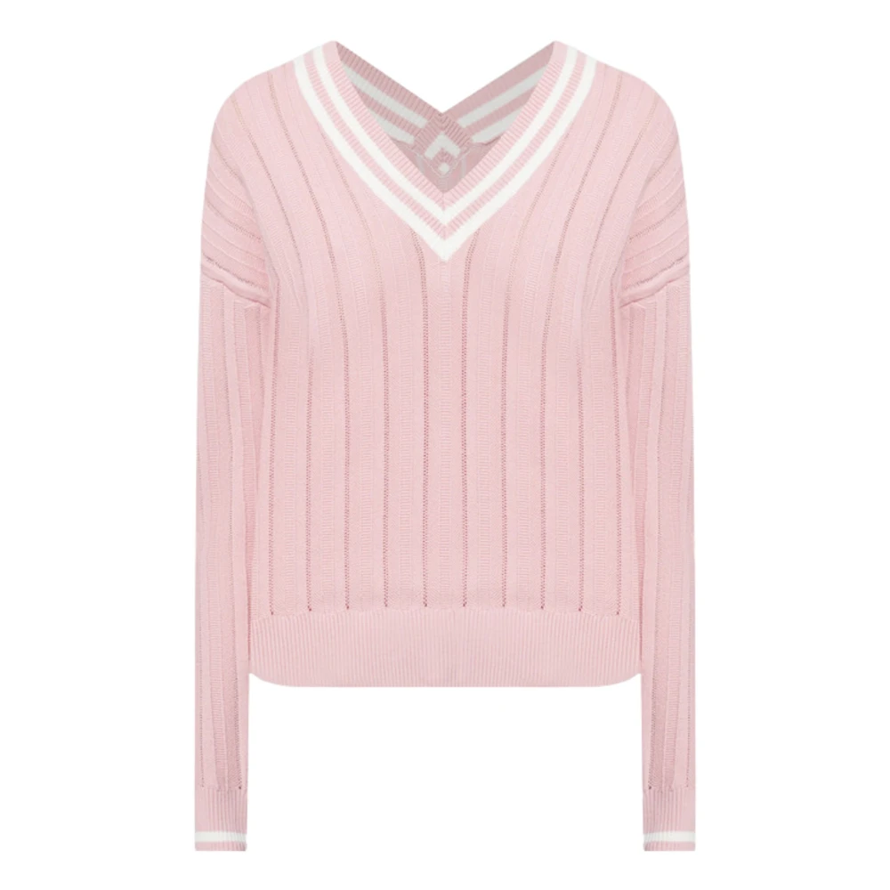 Twinset Roze Sweaters met Metalen Logo Plaat Pink Dames