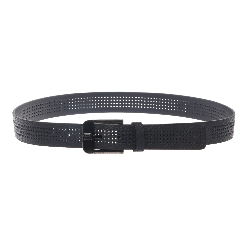 Baldinini Men's Black Belts, 90 Cm, Perforated Tumbled Leather Belt
