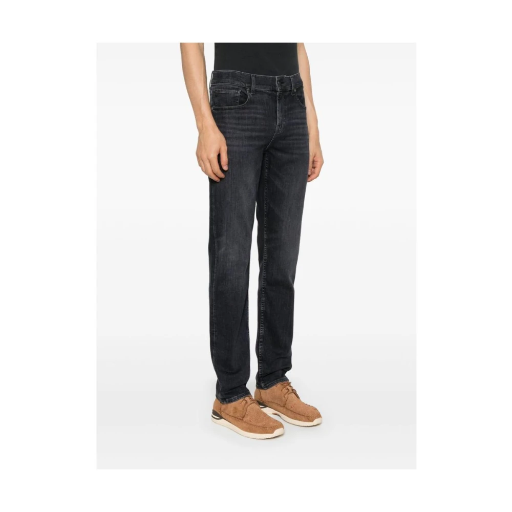 7 For All Mankind Zwarte Slim Fit Denim Jeans Black Heren