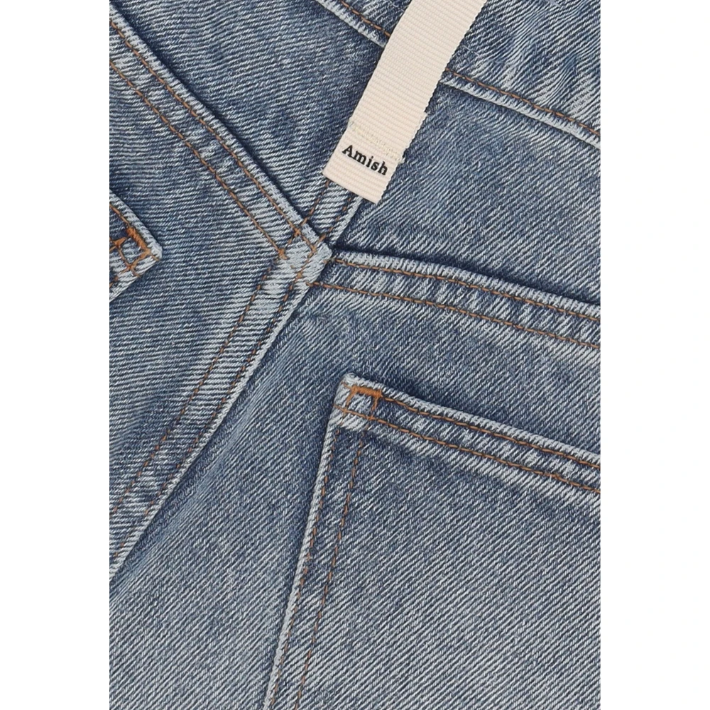 Amish Hoge taille wijde pijp denim jeans Blue Dames