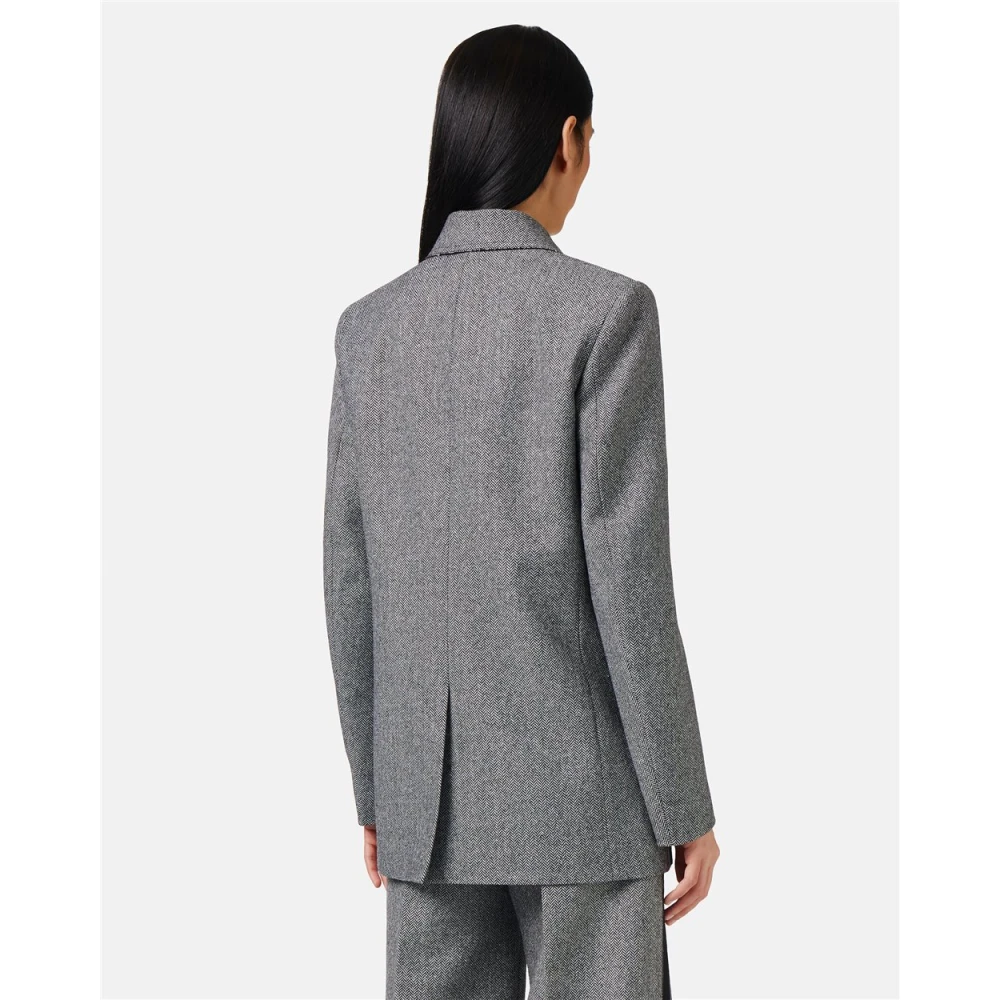 Iceberg Double-breasted jas in wolmix met visgraatpatroon Gray Dames