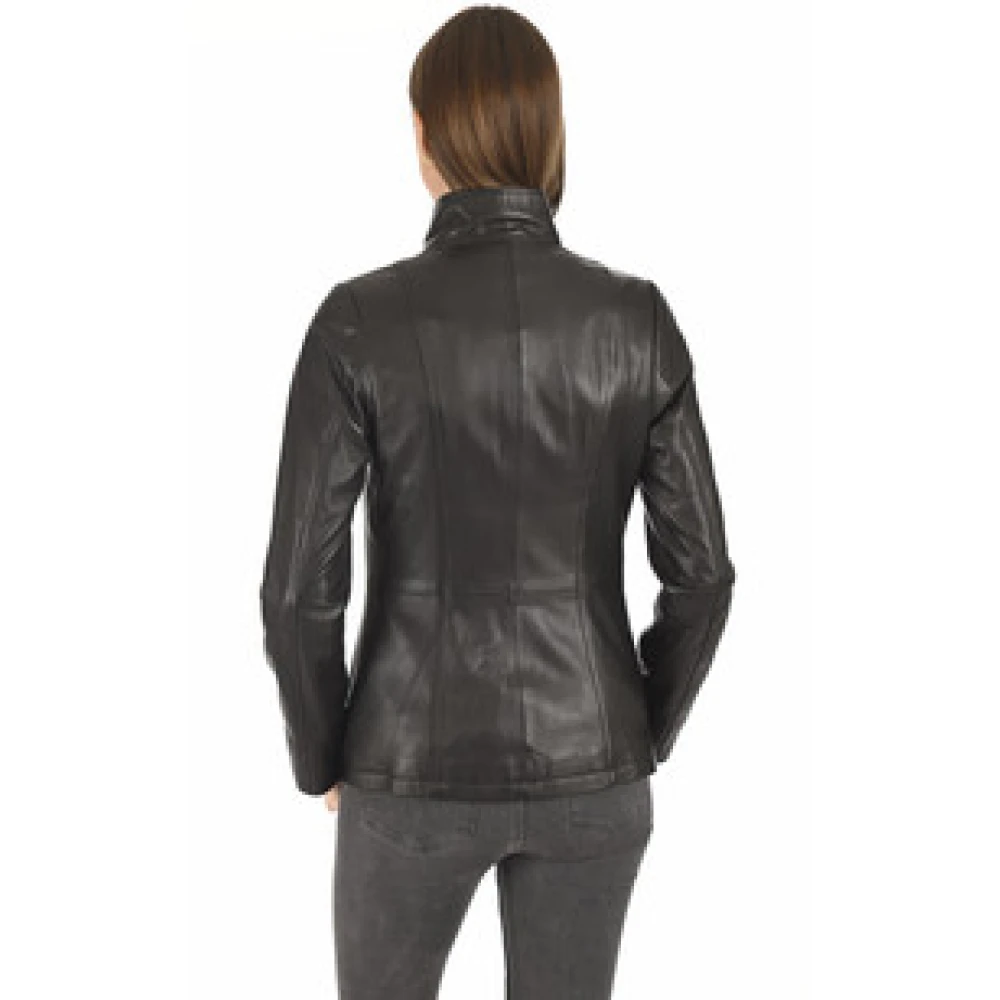 La Canadienne Zwarte Lam Leren Eco-Vriendelijke Vest Black Dames