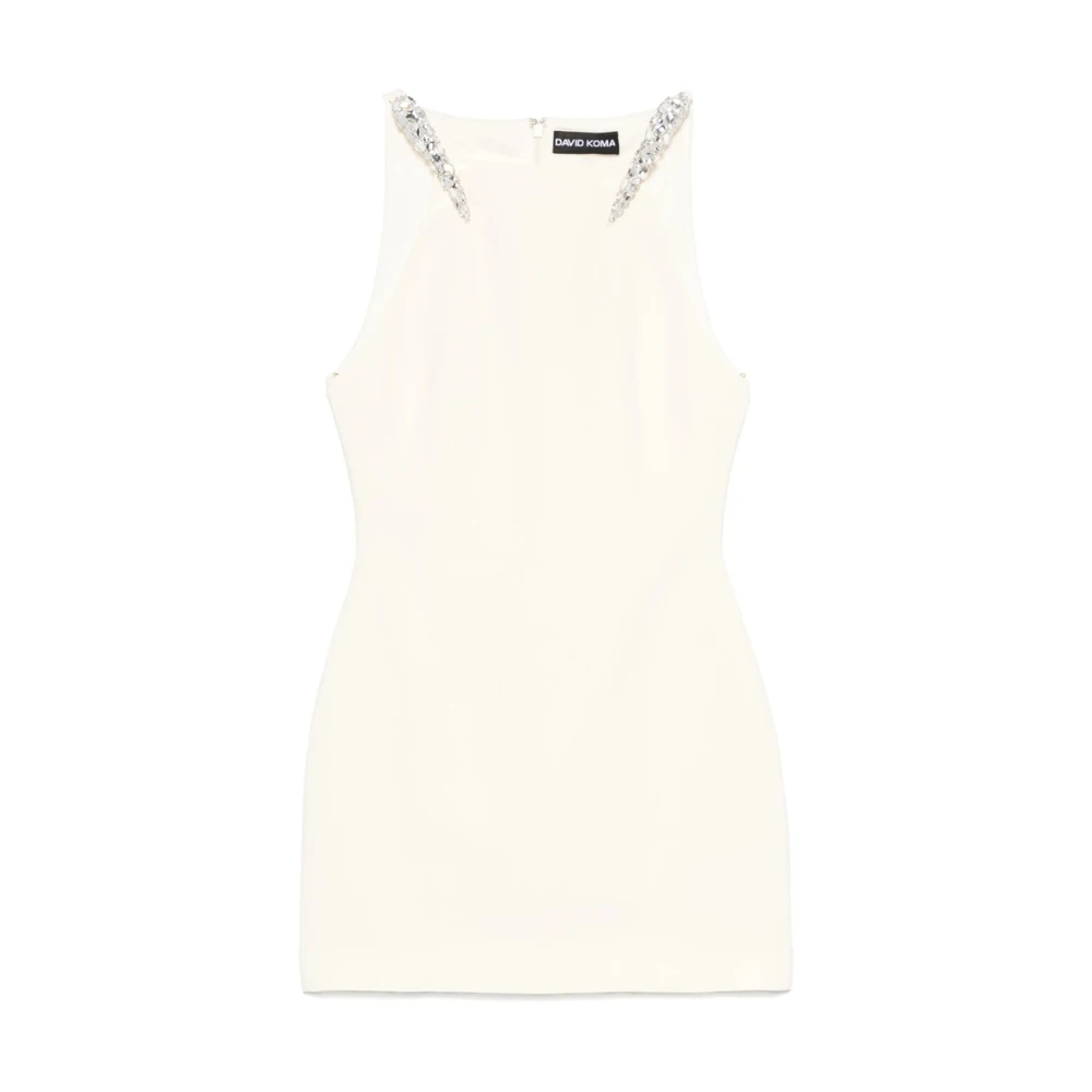 David Koma Vierkante halsmouwloze jurk amandel beige Dames