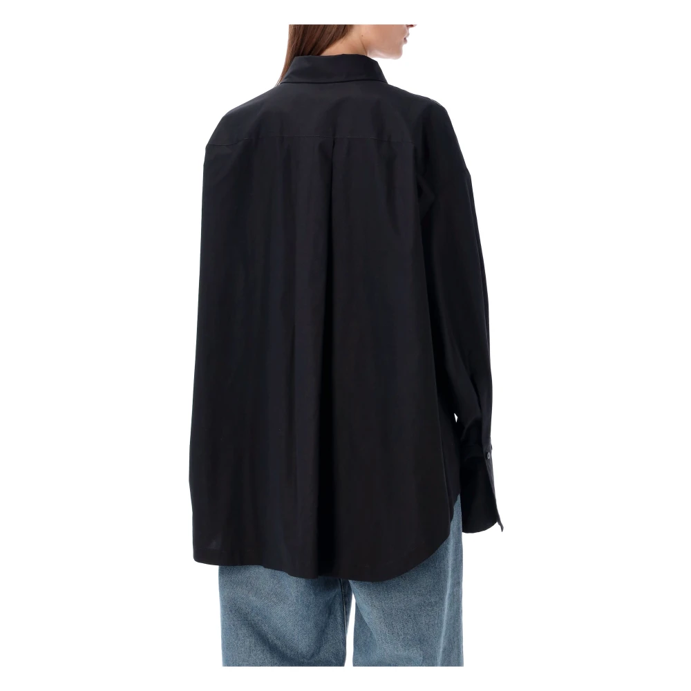 The Attico Zwarte Diana Shirt Katoen Oversized Fit Black Dames