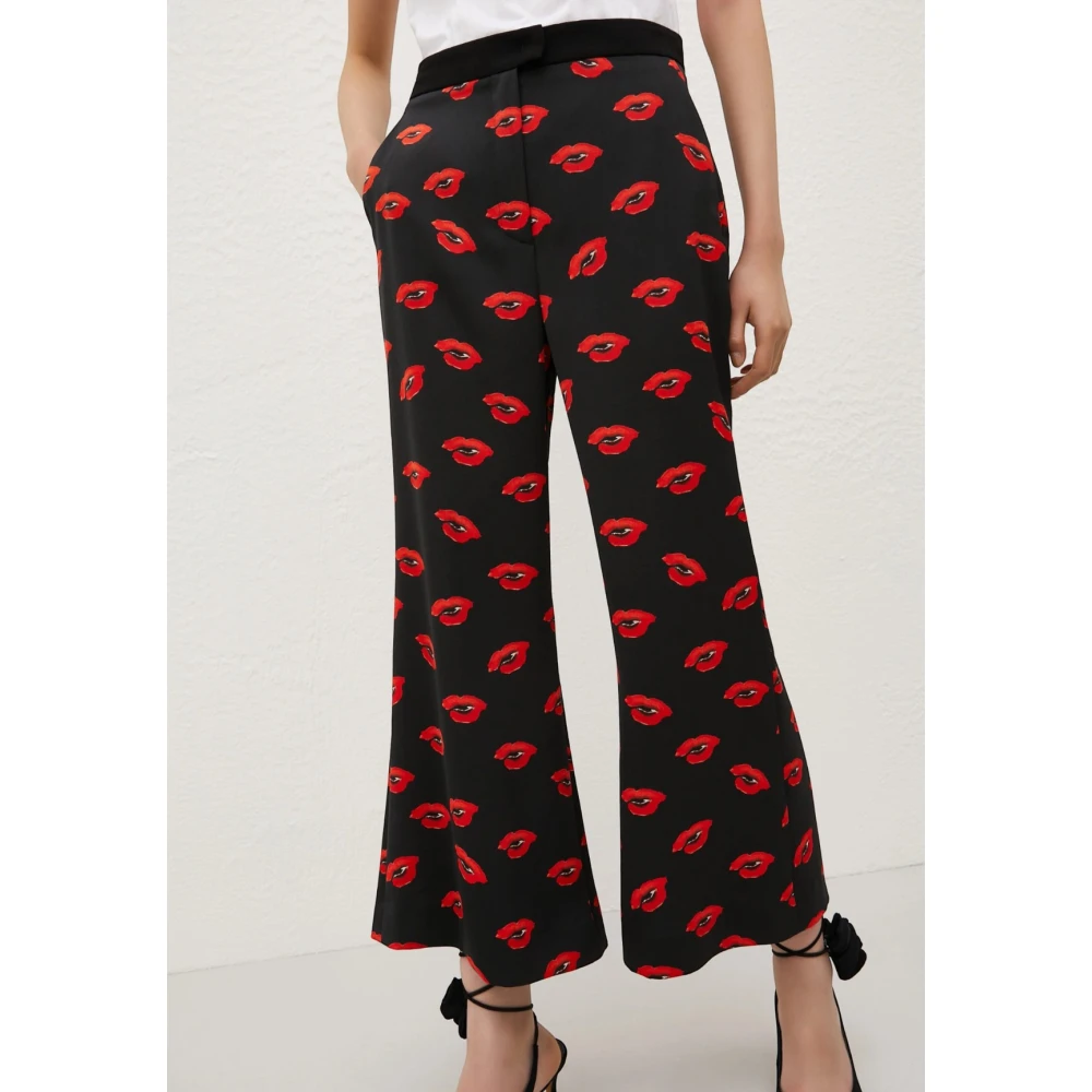 Marella Flare Bedrukte Broek Zwart Black Dames