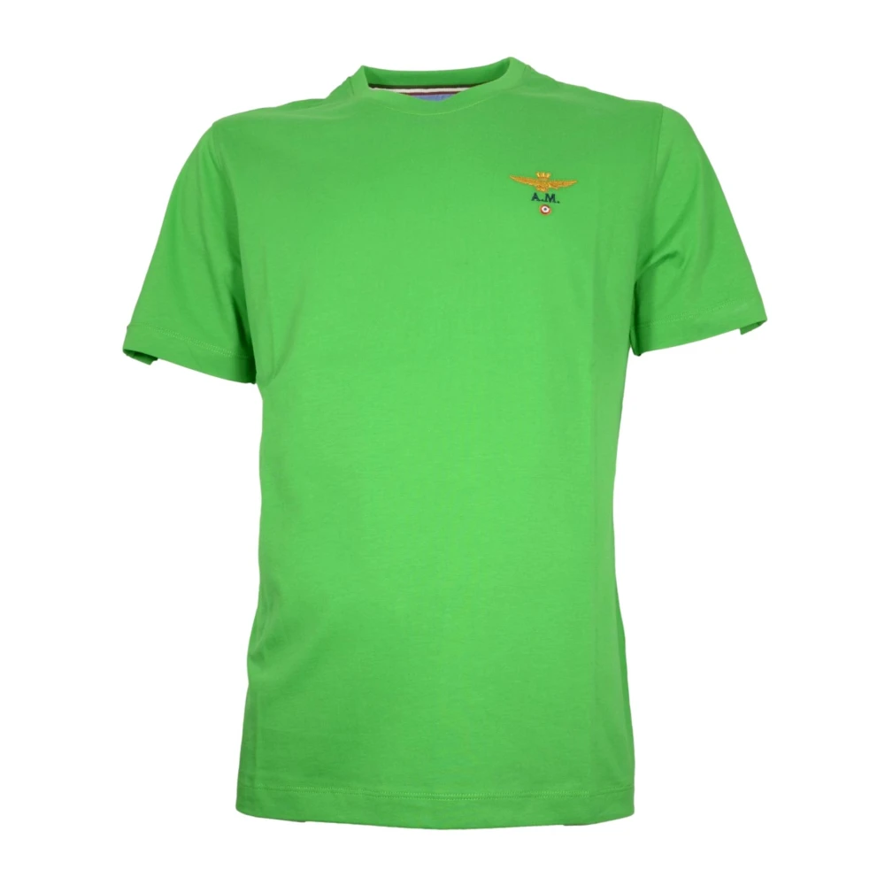 Aeronautica militare Groen Basic Katoenen Ronde Hals T-shirt Green Heren