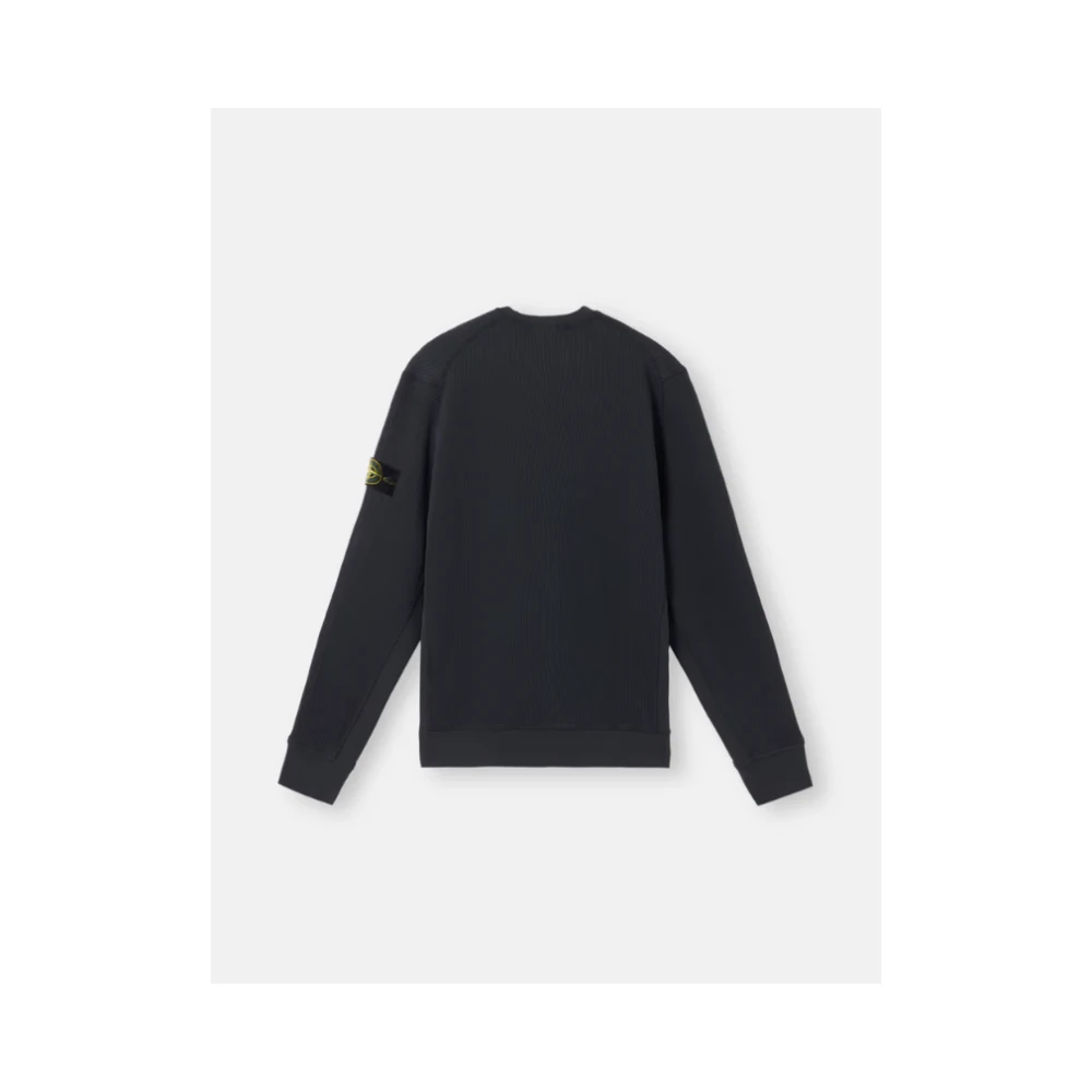 Stone Island Navy Blue Crewneck Waffle Sweatshirt Blue Heren