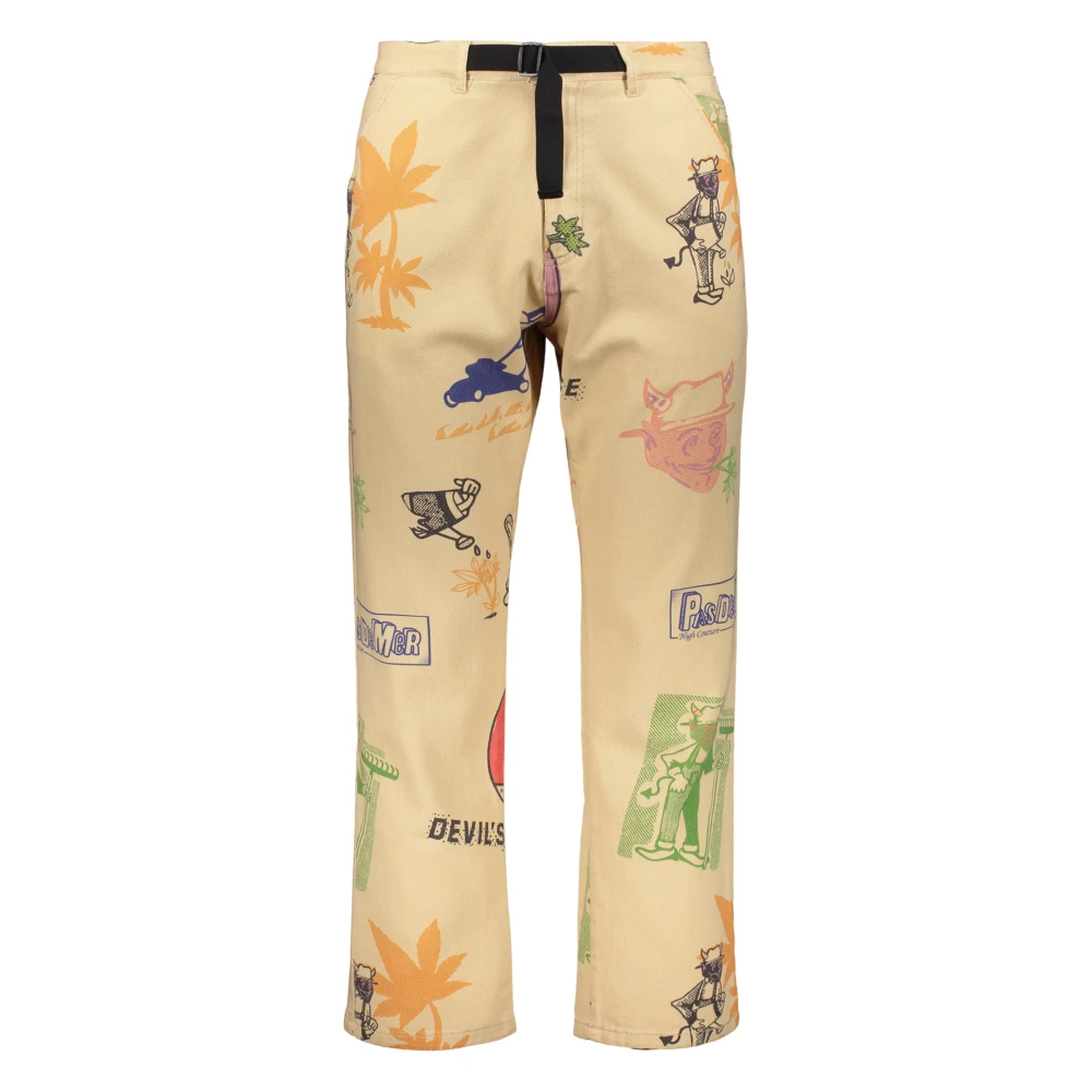 Pas De Mer Gedrukte katoenen broek met zakken Beige Heren