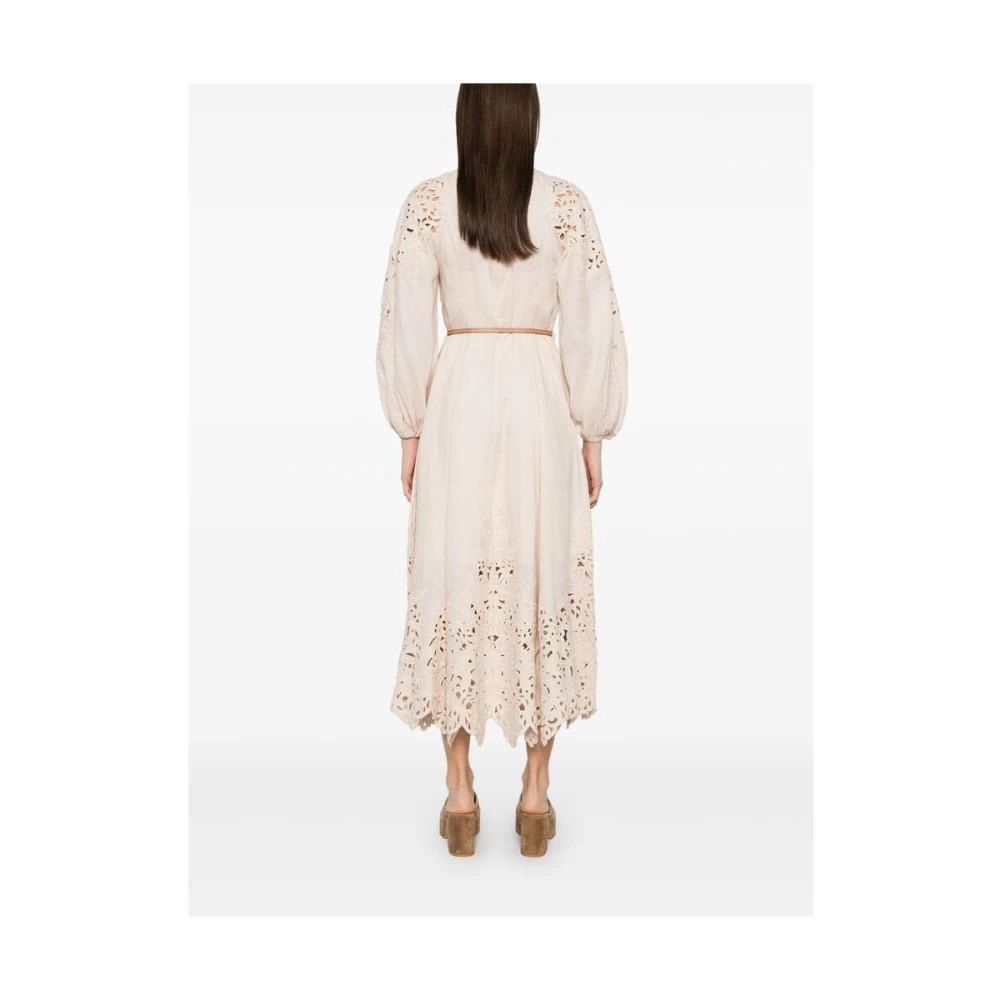 Zimmermann Taupe Mock Neck Puff Sleeve Jurk Beige Dames