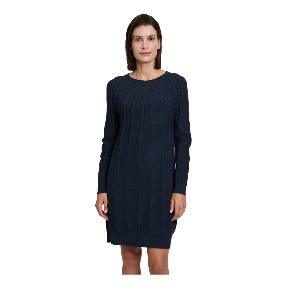 Betty & Co Gebreide jurk met ronde halslijn Blue Dames