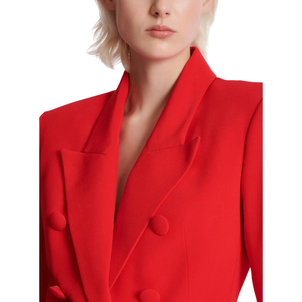 Balmain Aansluitend kreukvrij jasje met 6 knopen Red Dames