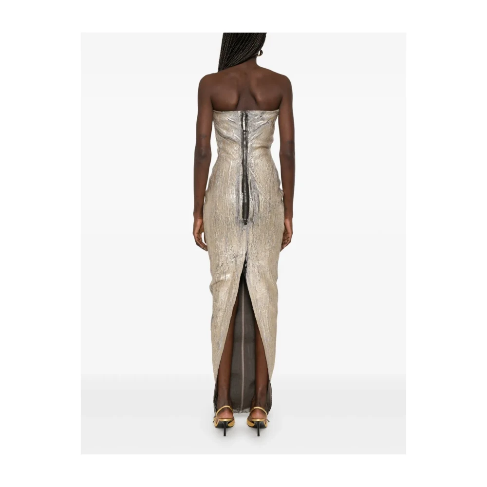 Rick Owens Gouden Bustier Megacrust Denim Jurk Yellow Dames