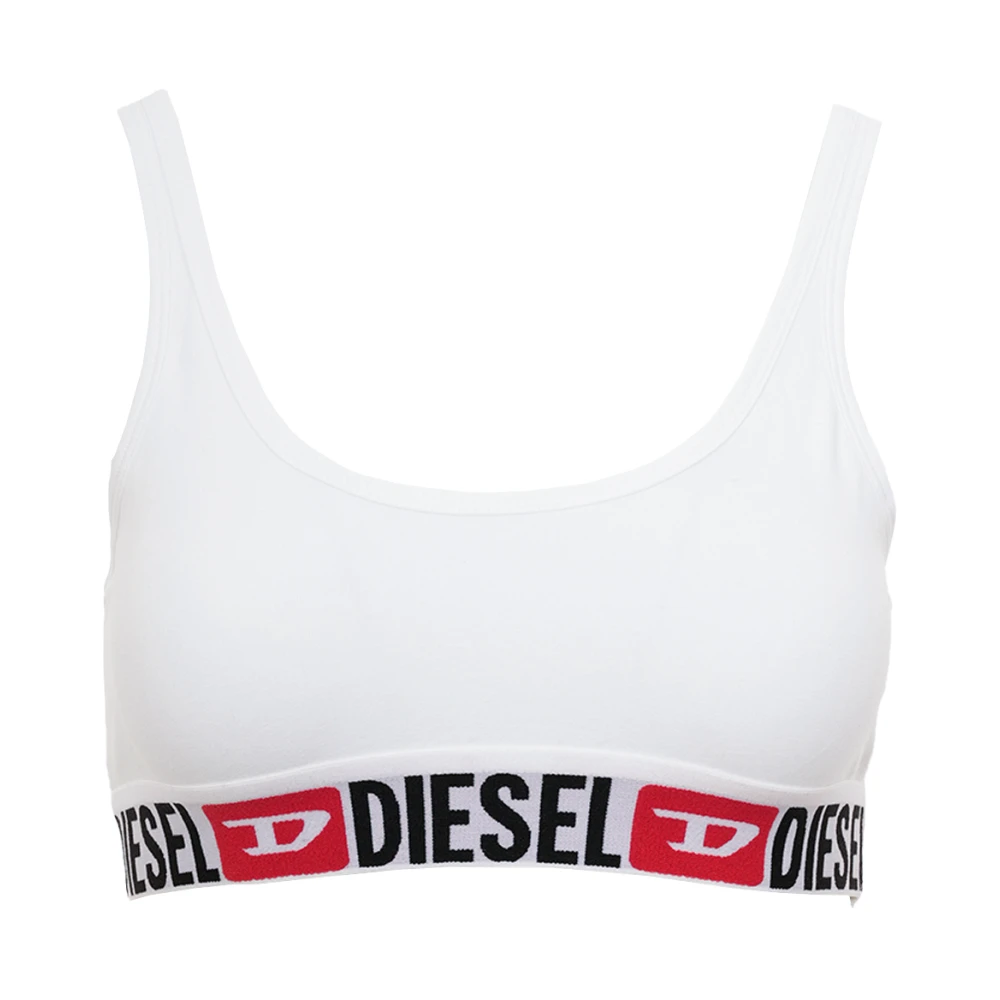 Diesel Vrouw Wit Ufsb-Oriba Cropped Mouwloze Top
